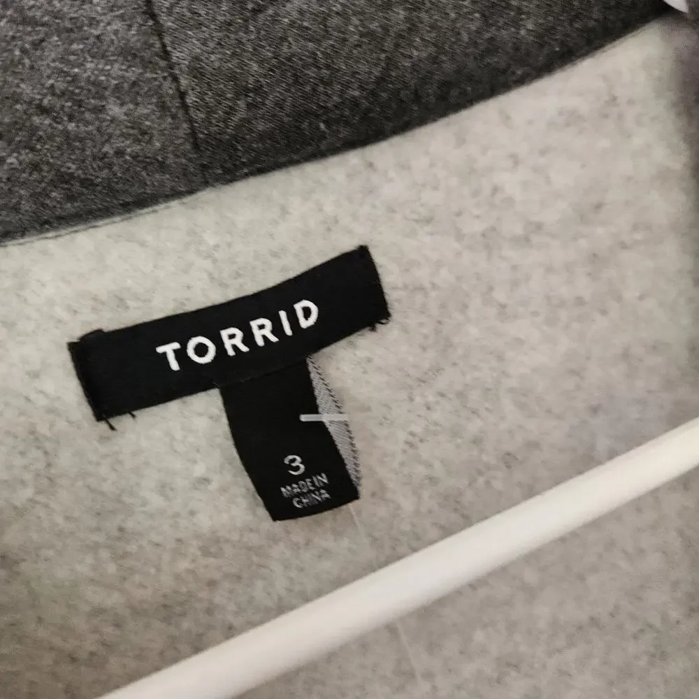 Torrid Size 3 Womens Jacket Fleece Drape Front Gray 3x 22-24 NWT - Picture 5 of 7